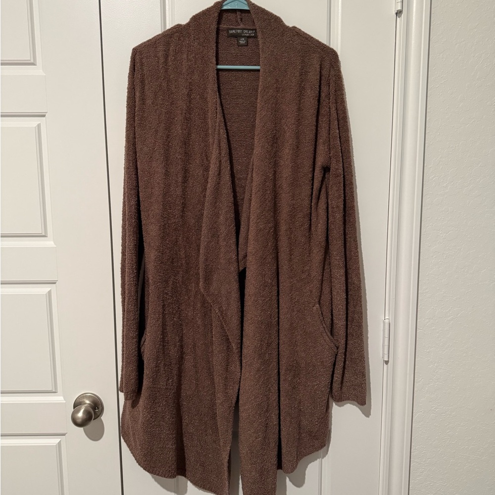 Barefoot Dreams Plush Open-Front Brown Robe Cardigan